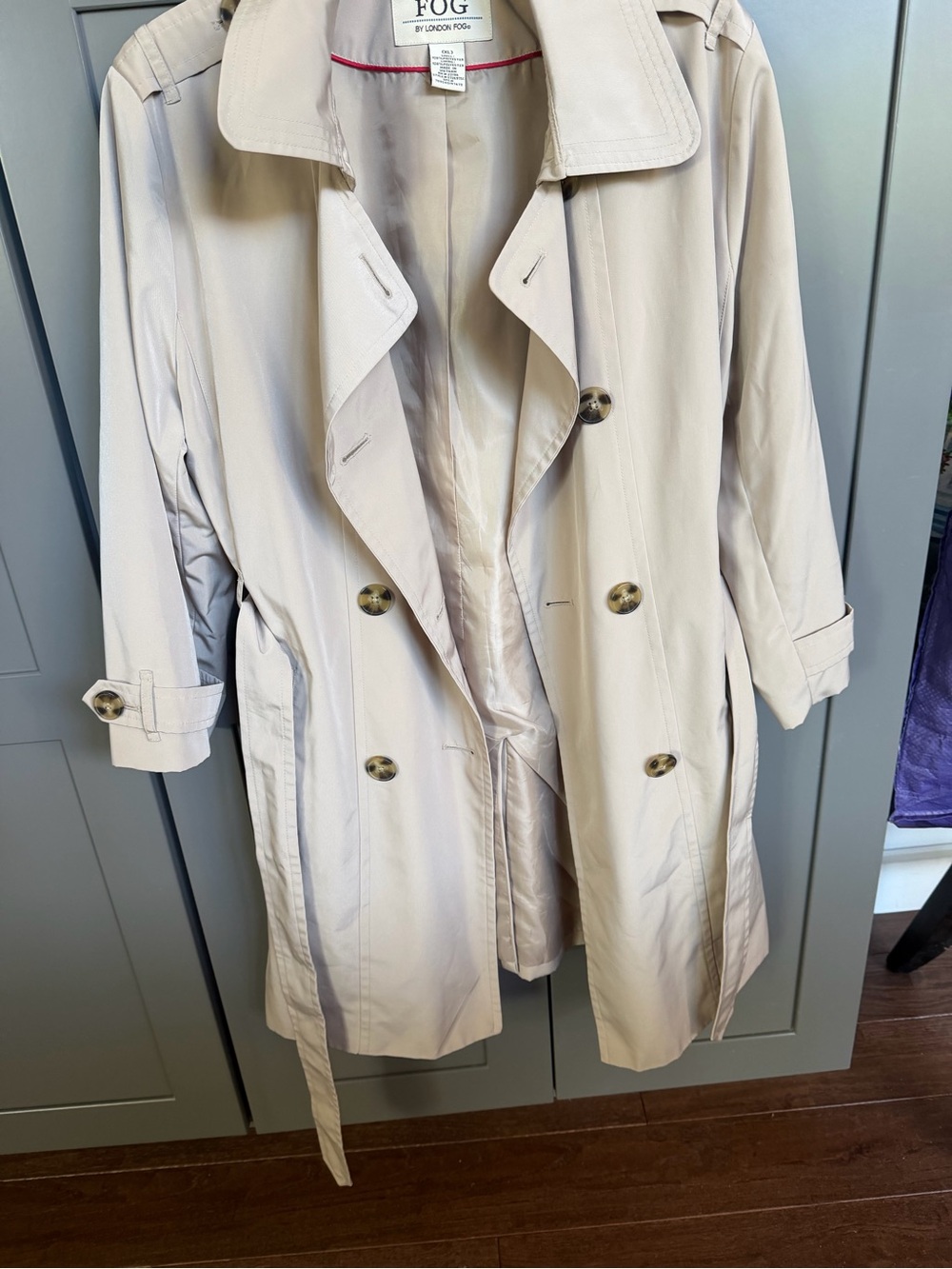 London Fog Women's Light Beige Double-Breasted Trench Coat